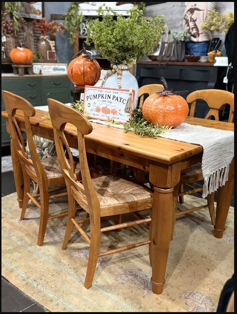 Harvest table display at a 2026 Rust & Grain market